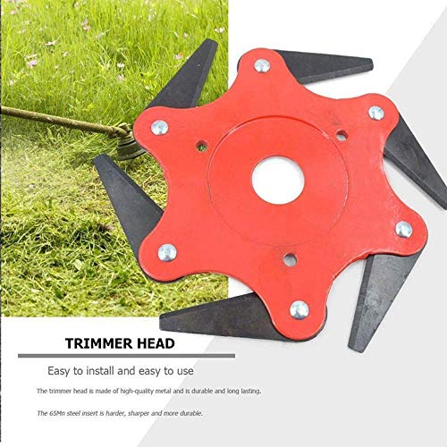 Womdee Trimmer Head Cutter,Grass Steel Blades Razors,Trimmer Head 6 Steel Blades Razors,65Mn Trimmer Head Cutter for Mower Grass, Brush Cutter Head for String Trimmer (Red) - Thumbnail 6