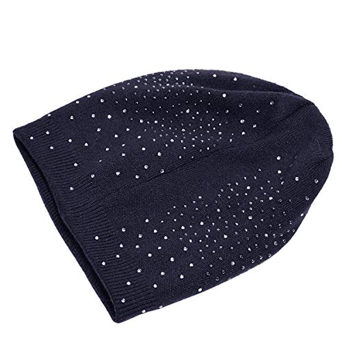 [- Yidarton Women's Winter Knit Hat Beanie Hat Ladies Warm Wool Soft Cap Winter Hats with Strass -