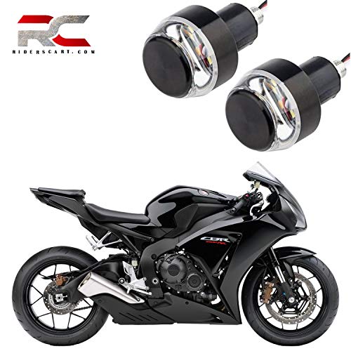 Riderscart Side LED Indicator Light Bike Handle Bar End LED Blinker Indicator Light with Stylish Finish 2X Motorcycle DRL/Turn Signal LED for Honda CBR 1000 Bike (Blue/Orange) with 6 Month Warranty
