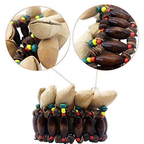 Nrpfell Handmade Nuts Shell Bracelet Handbell for Djembe African Drum Conga Percussion Accessories
