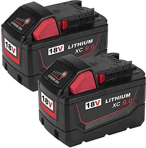 2 Packs 18V 9.0Ah Replacement Battery for Milwaukee 18volt Lithium-ion Cordless Power Tool 48-11-1850 48-11-1852 48-11-1840 48-11-1820 48-11-1828 48-11-1815