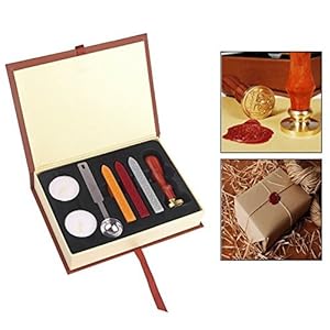 Itian Sello de Lacre Barras de Cera de Sellado Cuchara de Fusión Juego de Velas con Caja de Regalo, sello sello de lacre regalo clásico de la vendimia pasado de moda antiguos y encerados palos