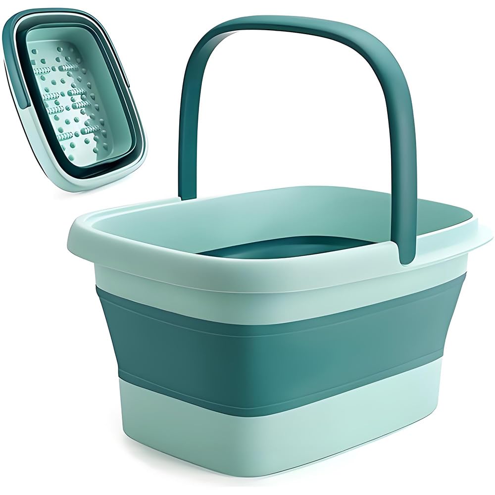 Roysmart Foldable Foot Bath with Massage, 15L, Green, Polypropylene, Thermoplastic Elastomer, Rectangular, Foot Spa