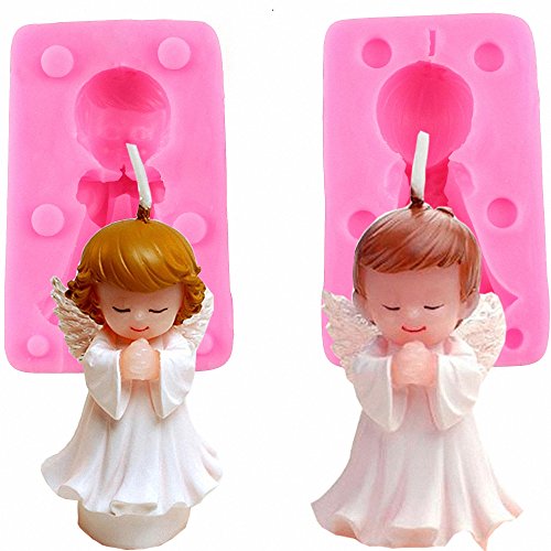 3D Boy and Girl Angel Silicone Mold Set for Fondant, Candle, Wax, Crayon, Polymer clay, Plaster of Paris, Soap, Cake Topper Decoration, Bath Bomb, Lotion bar, Baby Shower Birthday Gifts Making Tools
