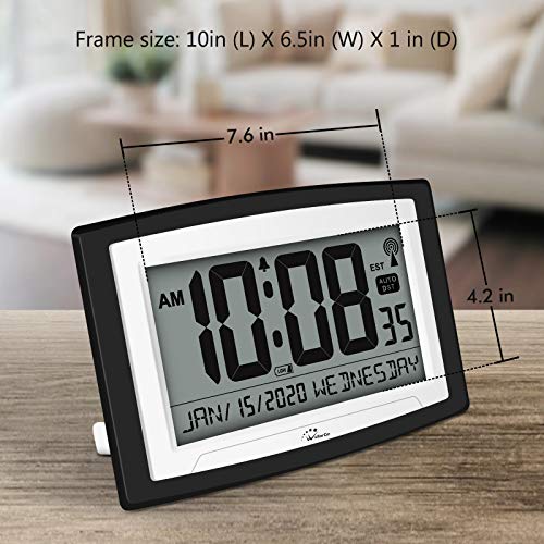 WallarGe Atomic Wall Clock with Date and Day, Batterry Operated Wall