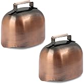 2PCS Retro Style Grazing Metal Bells, Large 64.25cm Anti-Lost Cattle Farm Animal Loud Bronze Cow Bell for Horses, Sheep, Dogs, Cats