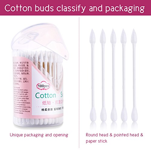 Cotton Swabs 100% Cotton Double Tipped 100 Pcs White Natural Paper Sticks Multipurpose Cotton Buds Cleaning Sterile Sticks