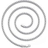ASDULL 925 Sterling Silver Box Chain for Women 2/3/4/5mm Mens Sturdy Non-Fading Mens Silver Chain 16/18/20/22/24/26/30 Inches
