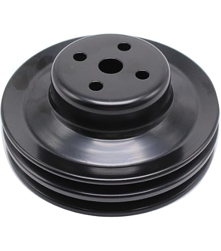 Black Aluminum 3-Bolt Ford Crankshaft Pulley For 289 302 V-Belt SBF Crank 2 Groove