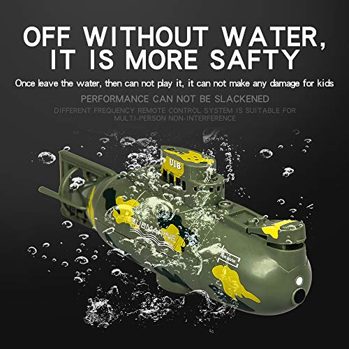 Transser Mini RC Submarine - High Speed Remote Control Electric Boat Toy Electric Waterproof Diving in Water Kids Gift (Green)
