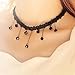 9 PCS Women's Classic Black Velvet and Black Stretch Gothic Tattoo and Black Lace Choker Collar Necklace-Length Adjustable