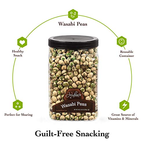 Wasabi Peas - (24 oz) Great Crunchy Spicy Snack for Daily Use - Plenty to Share - Reusable Jar - Kosher Certified - By Jaybee's Nuts - Thumbnail 5