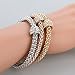 Long Way ® 3pcs Gold Silver Plated Charm Bracelet for Women Luxury Multilayer Bracelet