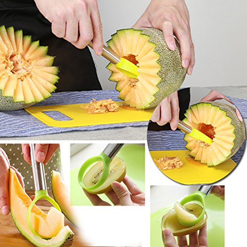 NewFerU Fruit Edible Arrangement Garnish Shape Tool Set:Watermelon Slicer Wedger,Apple Corer Remover,Carving Cutter Knife,Melon Baller Scoop,Pulp Separator,Citrus Peeler,Chopping Board,Forks (10) - Thumbnail 3