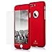 iPhone 7 Plus Case,MYRIANN Ultra Slim Full Body Coverage Protection Hard Case with Tempered Glass Screen Protector for iPhone 7 Plus(Red)