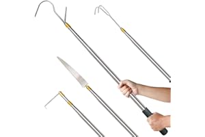 MAUKUDIR 2 Pack Truck Cargo Grabber Truck Bed Accessories, 17 to 69 Inch Extended Adjustable Grabber Tool 2 Heavy Duty Telescoping Pole with 3 Hooks and a Saw, Multifunctional Pickup Reach Tool