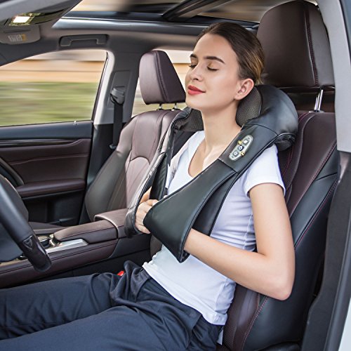 Snailax Shiatsu Neck and Shoulder Massager - Back Massager with Heat, Deep Kneading Electric massage pillow for Neck, Back, Shoulder,Foot Body Pain Relief