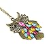 Caetle Big Eye Owl Bird Love Heart angel Wing Crystal Gem Chain Necklace