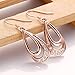 Women Rose Gold Plated Oval Dangle Earring Zircon Elegant Hook Eardrop