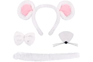 Riqiaqia Anima Costume Set, Ears Headbands Bow TieTail Set Animal Fancy Costume for Halloween Cosplay(cow,donkey,mouse)