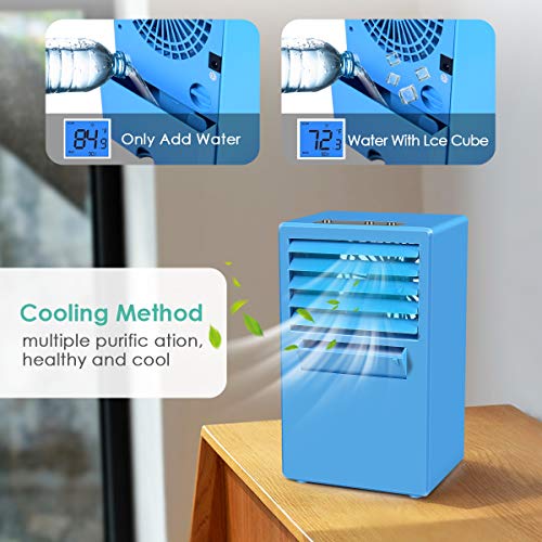 UOKOO Personal Space Air Conditioner, Mini Portable Desktop Fan Personal Misting Table Fan Small Evaporative Air Cooler Circulator Humidifier for Office, Dorm, Room, Outdoor