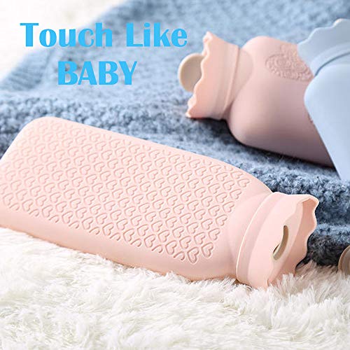 Microwave Heating Bottle Environmental Silicone Transparent Hot Water Bag with Knit Cover, Hot & Cold Therapies - Gift for Birthday, Christmas, Valentine's Day, Gift Exchange Party (White, Short) - Thumbnail 5