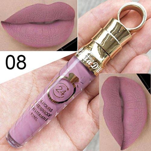 Poluck Matte+ Metallic Liquid Lipstick Waterproof Smooth Long Lasting 24 Hours Beauty Lip Gloss (H)