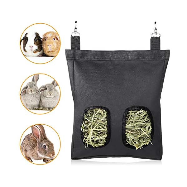 Geegoods Rabbit Hay Feeder Bag, Guinea Pig Hay Feeder Storage ，Hanging Feeding Hay for Small Animals 600D Oxford Cloth…