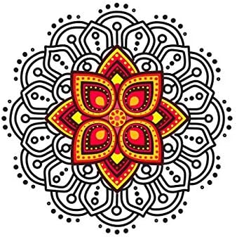 Rangoli Pattern Floor Sticker DIY Removal Vinyl Decal Multicolor Sticker for Home Decoration, 60 x 60 cm