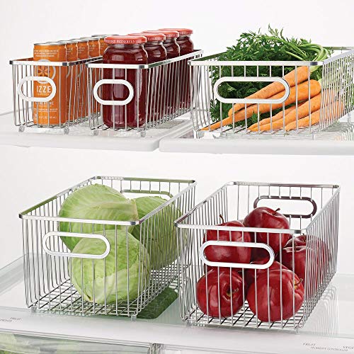 mDesign Metal Farmhouse Kitchen Pantry Food Storage Organizer Basket