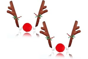 ZONETECH Christmas Car Reindeer Antlers and Nose Set - Rudolph Accessory with Jingle Bell Automotive Costume Decoration for Holiday 2-Pack