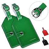 Cruise Luggage Tags,Set of 2 Genuine Leather Bag Tags,Bag Labels Travel Tags/Green