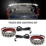 Leeleberd Truck Bed Lights Strip, 2PCS 60'' LED Cargo Waterproof Led Light 12V Truck Kit With On-Off Switch Fuse 2-Way Splitter Cable for Jeep Pickup Truck RV SUV (White)