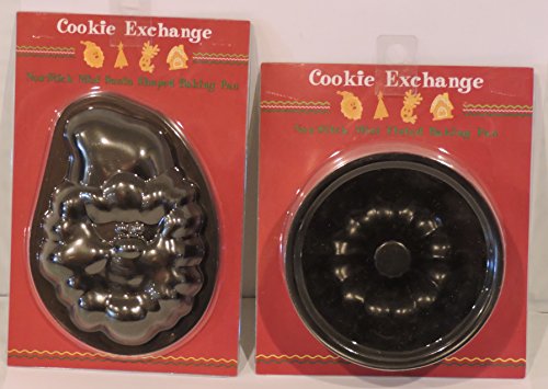 Click Here to See More Images Cookie Exchange Non stick Mini Baking Pan 1 Santa Pan & 1 Fluted Pan