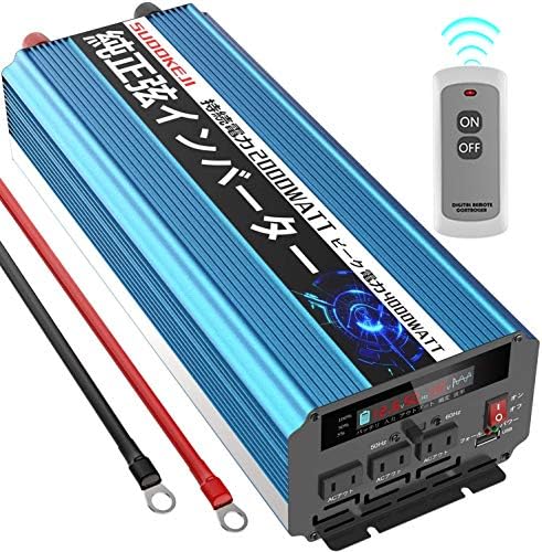 Sudokeji 正弦波インバーター 00w 12v 100v 瞬間最大4000w リモコン付き Dc Ac 変換