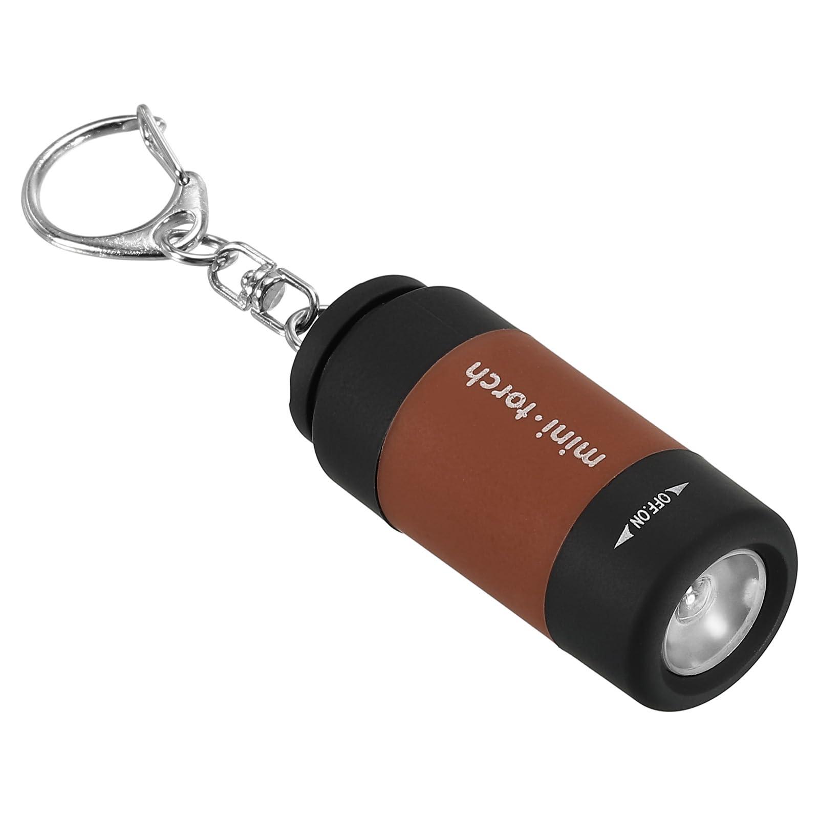 PATIKIL 2.1" Mini Rechargeable LED Keychain Flashlight, EDC Portable Small Torch with USB Charging for Everyday Carry, Brown