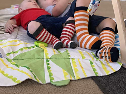 Warrior Alpaca Socks - Baby Alpaca Toddler Non-Skid Children's Striped SocksNEW (12/12-24mos, Red Stripe/Grey) - Thumbnail 4