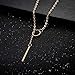 Aukmla Gold Y Lariat Chain Circle Bar Necklace Jewelry Choker for Women and Girls (Gold)