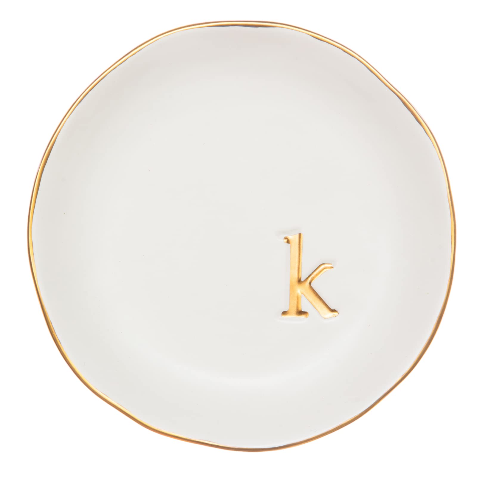 Photo 1 of COLLECTIVE HOME - Ceramic Jewelry Tray, Decorative Trinket Dish for Rings Earrings Necklaces Bracelet Watch Keys, Birthday Mother's Day Christmas Gift for Women, 4.75", White Surface (K)