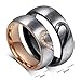 ROWAG 6MM Men Heart Shape Titanium Stainless Steel Couple Wedding Rings for Him and Her Women Cubic Zirconia CZ Inlaid Promise Engagement Bands