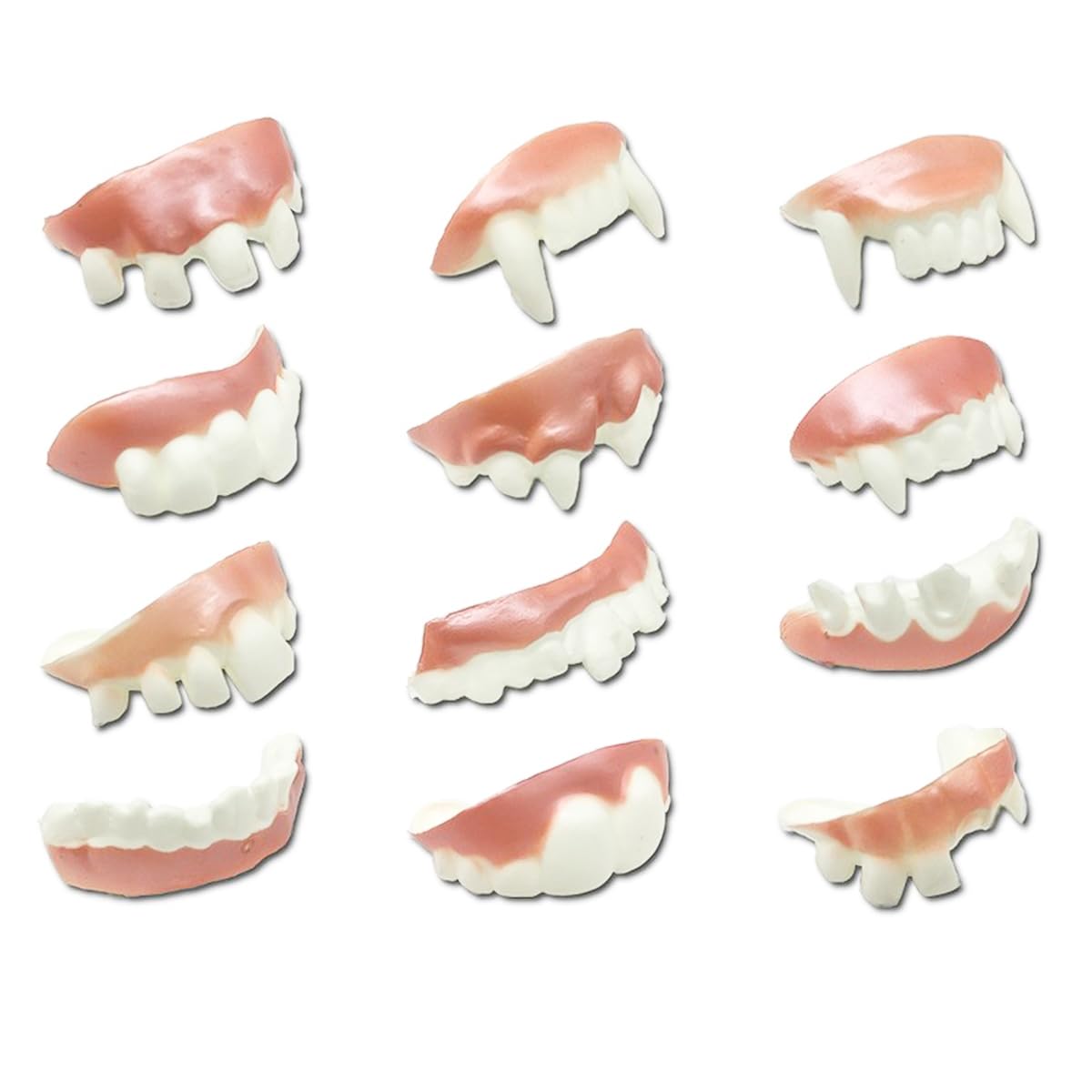 ANCLLO 12 Pieces Halloween Demon Teeth Funny Bob Teeth Vampire Gnarly Factitious Teeth For Adult Costume Party