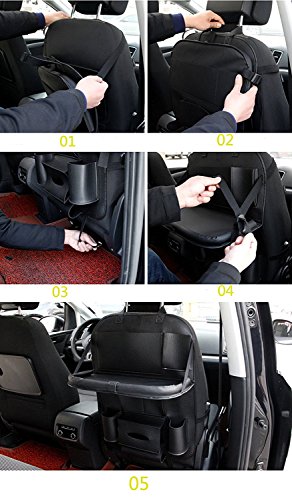 TOCGAMT 2 Pack Black Car Backseat Organizer with Tray for Baby Kids - Thumbnail 4