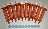 BAXA ExactaMed Oral Liquid Medication Syringe 5cc/5mL 10/PK Amber Medicine Dose Dispenser With Cap Exacta-Med BAXTER Comar Latex Free