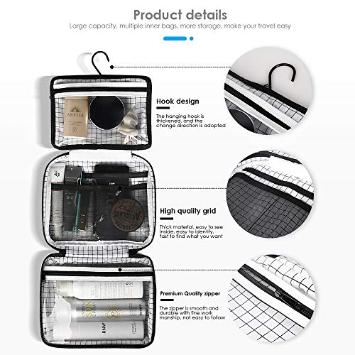 JOMARTO Tyvek Toiletry Bag for Women and Men, Hanging Bathroom Shower Travel Toiletry Bag, Portable Compact Water-resistant Makeup Bag with Hanging Hook for Full Sized Container, Toiletries 2 JOMARTO Tyvek Toiletry Bag for Women and Men, Hanging Bathroom Shower Travel Toiletry Bag, Portable Compact Water-resistant Makeup Bag with Hanging Hook for Full Sized Container, Toiletries