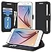 S6 Case, Samsung Galaxy S6 Wallet Case, ROOCASE Prestige Premium Synthetic Leather Wallet Case Flip Cover [Stand Feature] with Credit Card ID Holder for Samsung Galaxy S6 (2015), Black