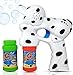 Haktoys Dalmatian Dog Bubble Gun Shooter Light Up Blower | Puppy Bubble Blaster for Kids, Parties, Etc. | with LED Flashing Lights, Extra Refill Bottle, Music & Barking Sound (Batteries Included)