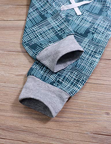 Newborn Baby Boy Clothes Crew Letter Print Romper+Long Pants+Hat 3PCS Outfits Set,Soft Breathable Fabric (G-Blue, 6-9 Months)