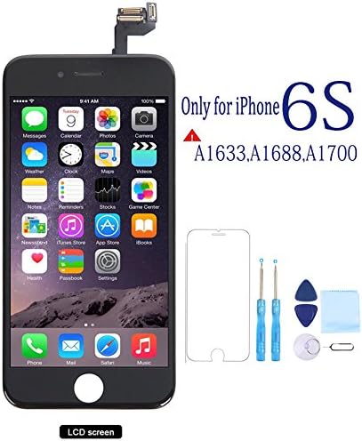 For iPhone 6S Screen Replacement Black LCD Digitizer Display Touch Full Assembly with Front Camera,Facing Proximity Sensor,Ear Speaker,Repair Tools and Screen Protector