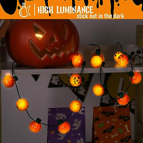 Shindel 2PCS Halloween Light Up Necklaces, Light Up Pumpkin Necklace Halloween LED Necklace for Kids Adults Halloween Party Favors Trick or Treat
