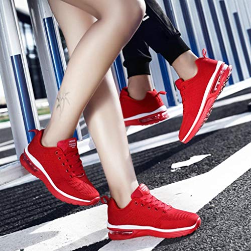 Sunshinehomely Women Mens Couple Flying Weaving Mesh Shoes Outdoor Casual Comfortable Running Sports Shoes Sneakers (Red, US:6.5)